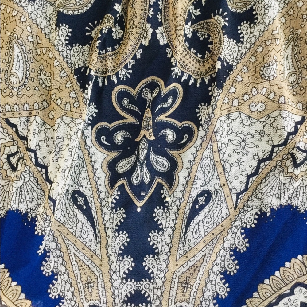 INC Blue/White Sheer Blouse - Picture 3 of 5